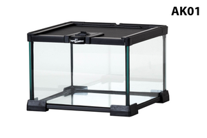 A generic Reptizoo Mini Glass Reptile Habitat with example decorations from Pet World Lawrence
